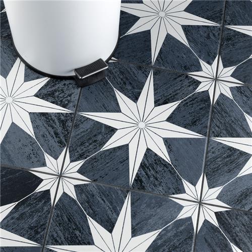 Merola Tile Cassis Stella Black Night 9-3/4 in. x 9-3/4 in. Porcelain Floor and Wall Tile (10.88 sq. ft./Case)