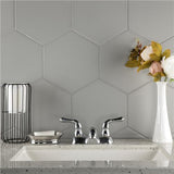 Merola Tile Textile Hex Silver 8-5/8 in. x 9-7/8 in. Porcelain Floor and Wall Tile (11.56 sq. ft. per case)