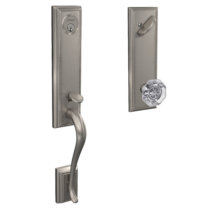 Schlage Custom Addison Aged Bronze 3/4 Trim Single Cylinder Door Handleset with Alexandria Glass Door Knob