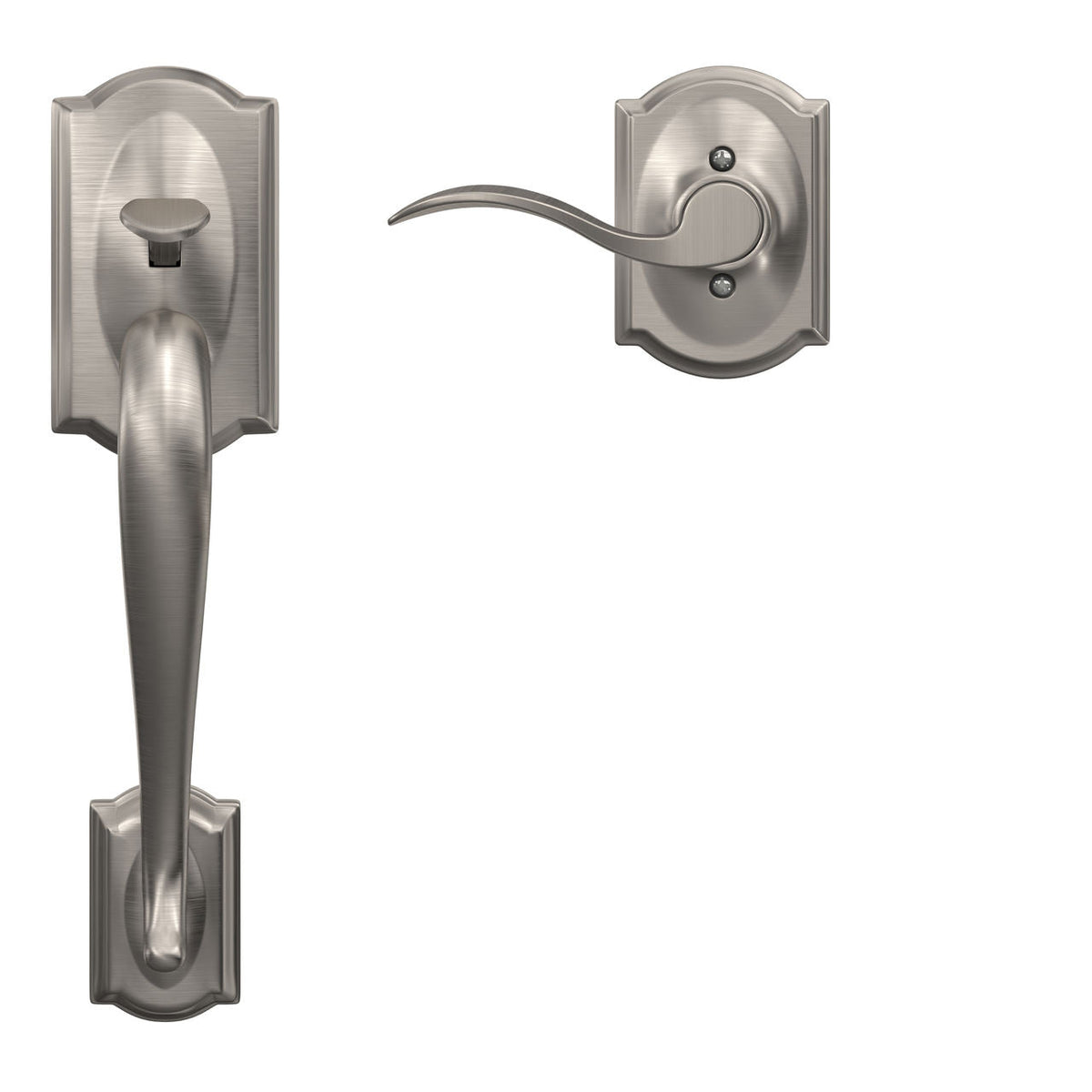 Schlage Camelot Satin Nickel Front Entry Handle with Left-Handed Accent Lever