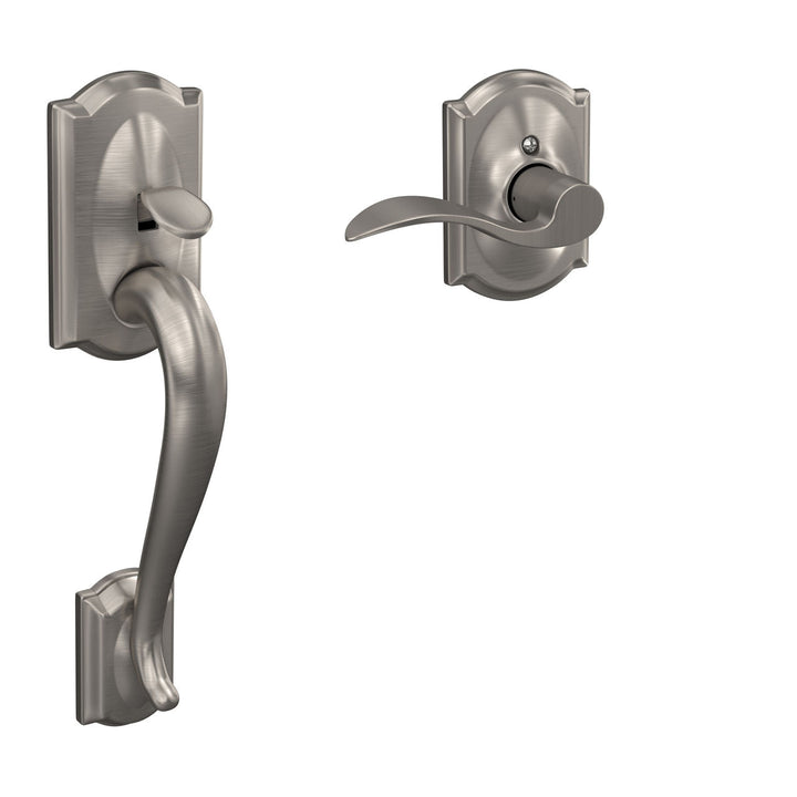 Schlage Camelot Satin Nickel Front Entry Handle with Left-Handed Accent Lever
