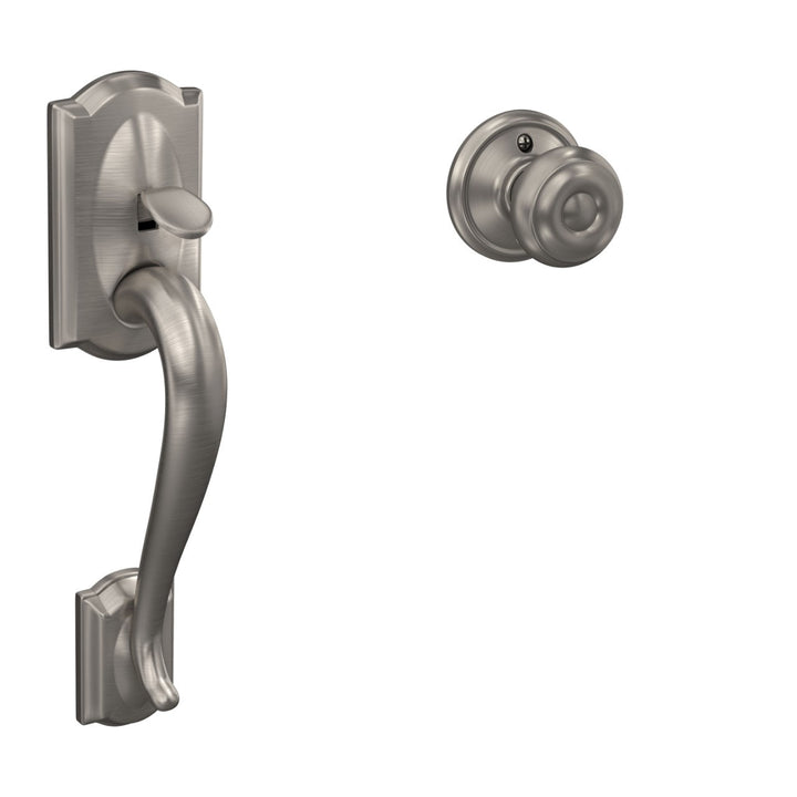 Schlage Camelot Aged Bronze Front Entry Handleset with Georgian Knob (Deadbolt Not Included)