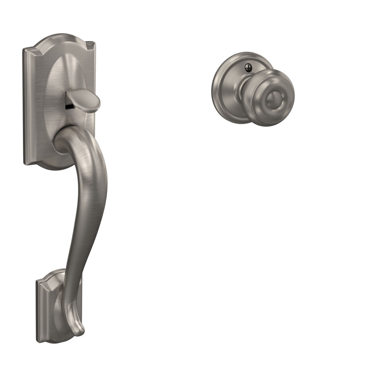 Schlage Camelot Aged Bronze Entry Door Handleset with Georgian Door Knob