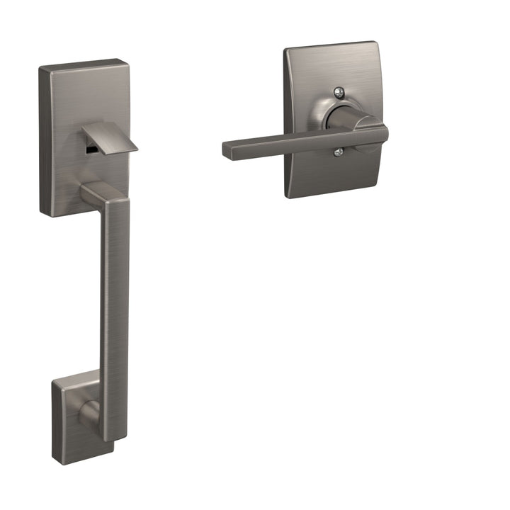 Schlage Century Satin Nickel Lower Half Entry Door Handleset with Latitude Lever and Century Trim