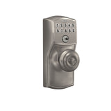 Schlage Camelot Satin Nickel Electronic Keypad Door Lock with Georgian Knob and Flex Lock
