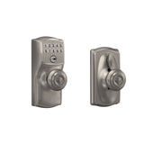 Schlage Camelot Satin Nickel Electronic Keypad Door Lock with Georgian Knob and Flex Lock