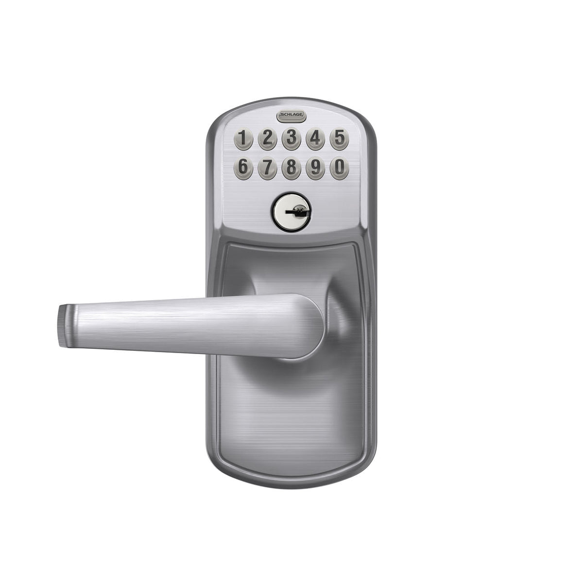 Schlage Plymouth Satin Chrome Electronic Door Lock with Elan Lever, Flex Lock