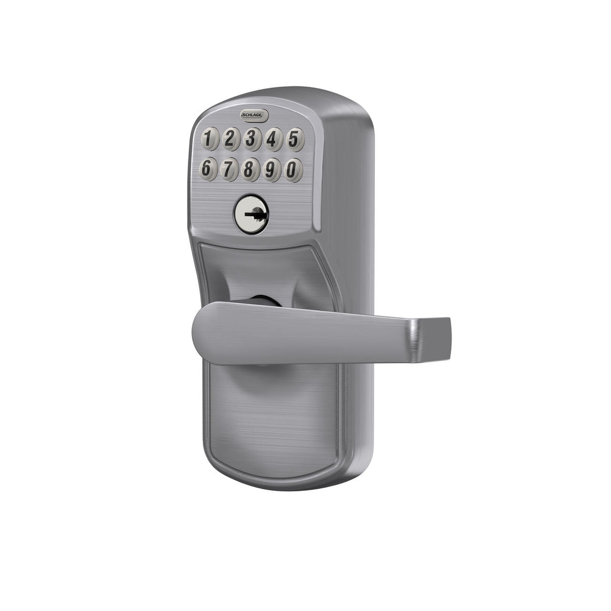 Schlage Plymouth Satin Chrome Keypad Lever with Elan Lever, Flex Lock (FE595PLYFFFELA)