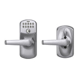 Schlage Plymouth Satin Chrome Electronic Keypad Door Lock with Elan Lever, Flex-Lock