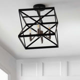 Safavieh Matias 13-in Black/Nickel Modern Contemporary Semi-Flush Mount Ceiling Light