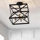 Safavieh Matias 13-in Black/Nickel Modern Contemporary Semi-Flush Mount Ceiling Light