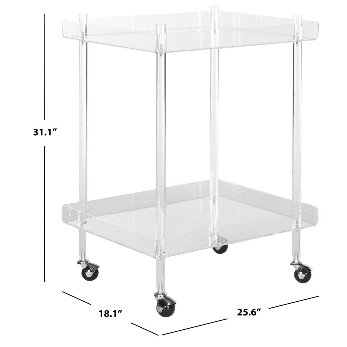 Safavieh Healy 25.59-in x 31.1-in Clear Rectangle Bar Cart