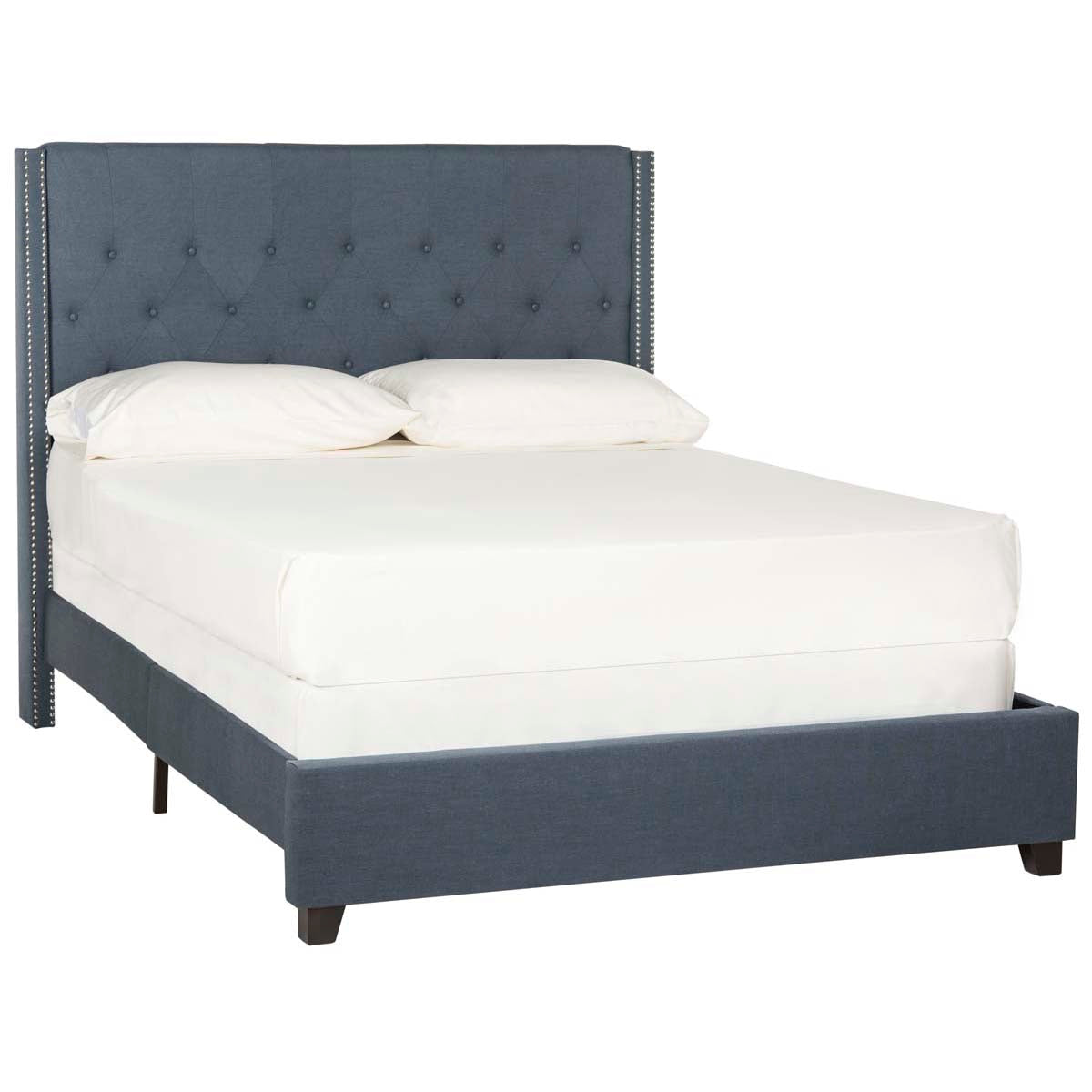 Safavieh Winslet Navy Queen Upholstered Bed