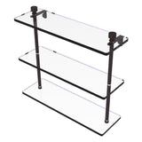 Allied Brass 3-Tier Clear Glass Bathroom Shelf with Towel Bar, Antique Bronze, 16 in L x 18 in H x 5 in W