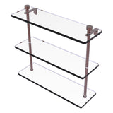 Allied Brass 3-Tier Clear Glass Bathroom Shelf with Towel Bar, Antique Bronze, 16 in L x 18 in H x 5 in W