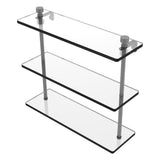 Allied Brass 3-Tier Clear Glass Bathroom Shelf with Towel Bar, Antique Bronze, 16 in L x 18 in H x 5 in W
