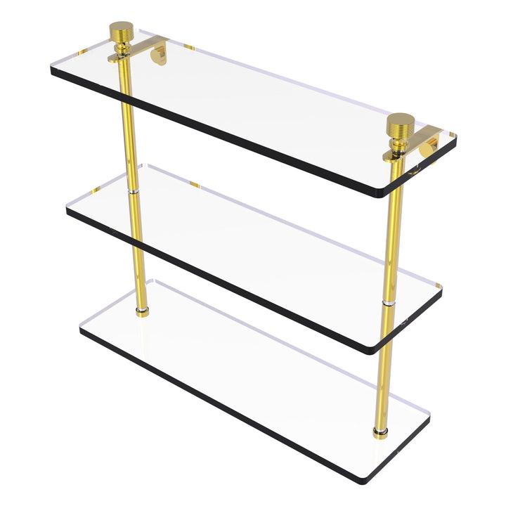 Allied Brass 3-Tier Clear Glass Bathroom Shelf with Towel Bar, Antique Bronze, 16 in L x 18 in H x 5 in W