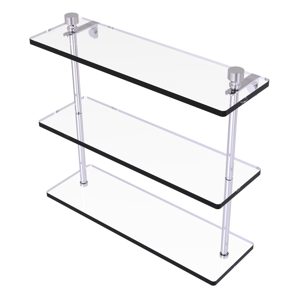 Allied Brass 3-Tier Clear Glass Bathroom Shelf with Towel Bar, Antique Bronze, 16 in L x 18 in H x 5 in W