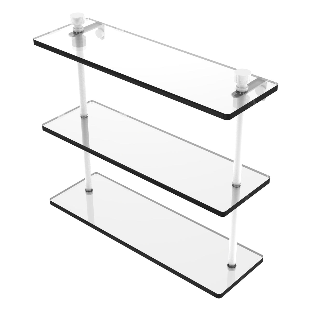 Allied Brass 3-Tier Clear Glass Bathroom Shelf with Towel Bar, Antique Bronze, 16 in L x 18 in H x 5 in W