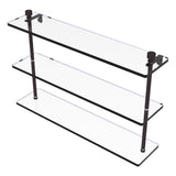 Allied Brass 3-Tier Clear Glass Bathroom Shelf with Towel Bar, Antique Bronze, 16 in L x 18 in H x 5 in W