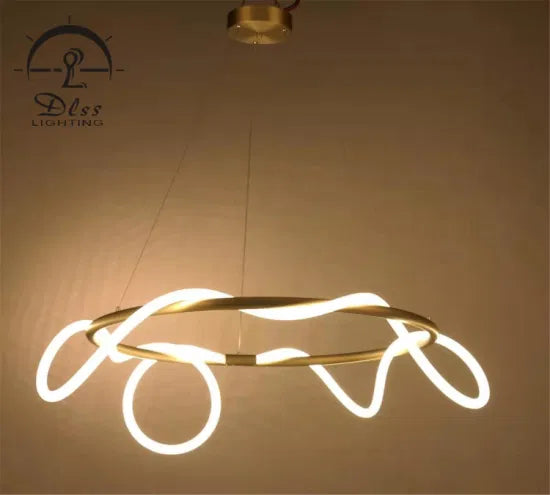 DLSS Lighting Flexible Modern Chandelier LED Fabric Nylon Long Soft Line Lamp Pendant Lighting