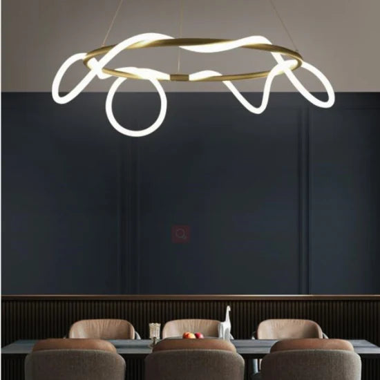 DLSS Lighting Flexible Modern Chandelier LED Fabric Nylon Long Soft Line Lamp Pendant Lighting