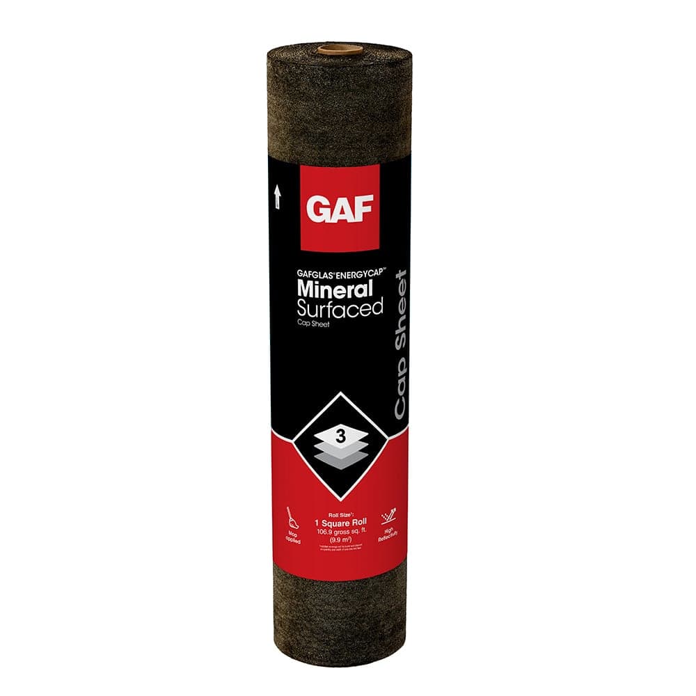 GAF GAFGLAS EnergyCap Mineral‑Surfaced Cap Sheet Bright White