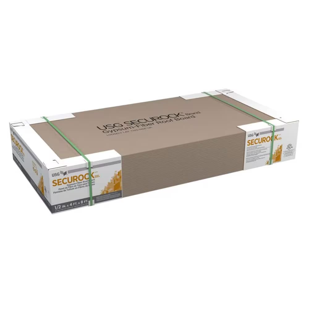 GAF USG Securock Brand Gypsum‑Fiber Roof Board 0.25" x 4' x 8'