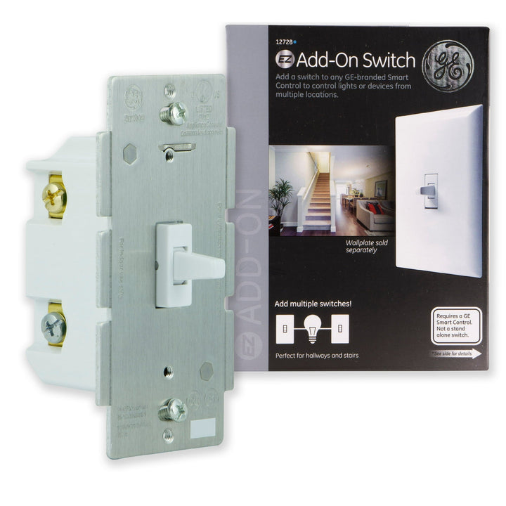 GE Z-Wave/ZigBee/Bluetooth Add-On 3-Way Toggle Light Switch, White, 12728