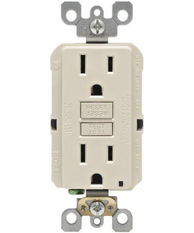 Leviton 15 Amp Self-Test SmartlockPro Slim Duplex GFCI Outlet, White