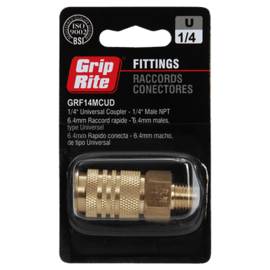 Grip-Rite Universal Brass Male Coupler Mill 1/4" x 1/4"