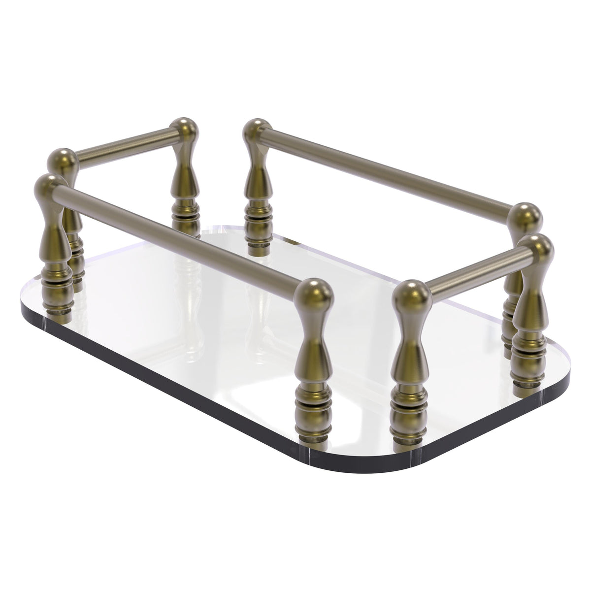 Allied Brass Vanity Top Glass Guest Towel Tray in Satin Nickel