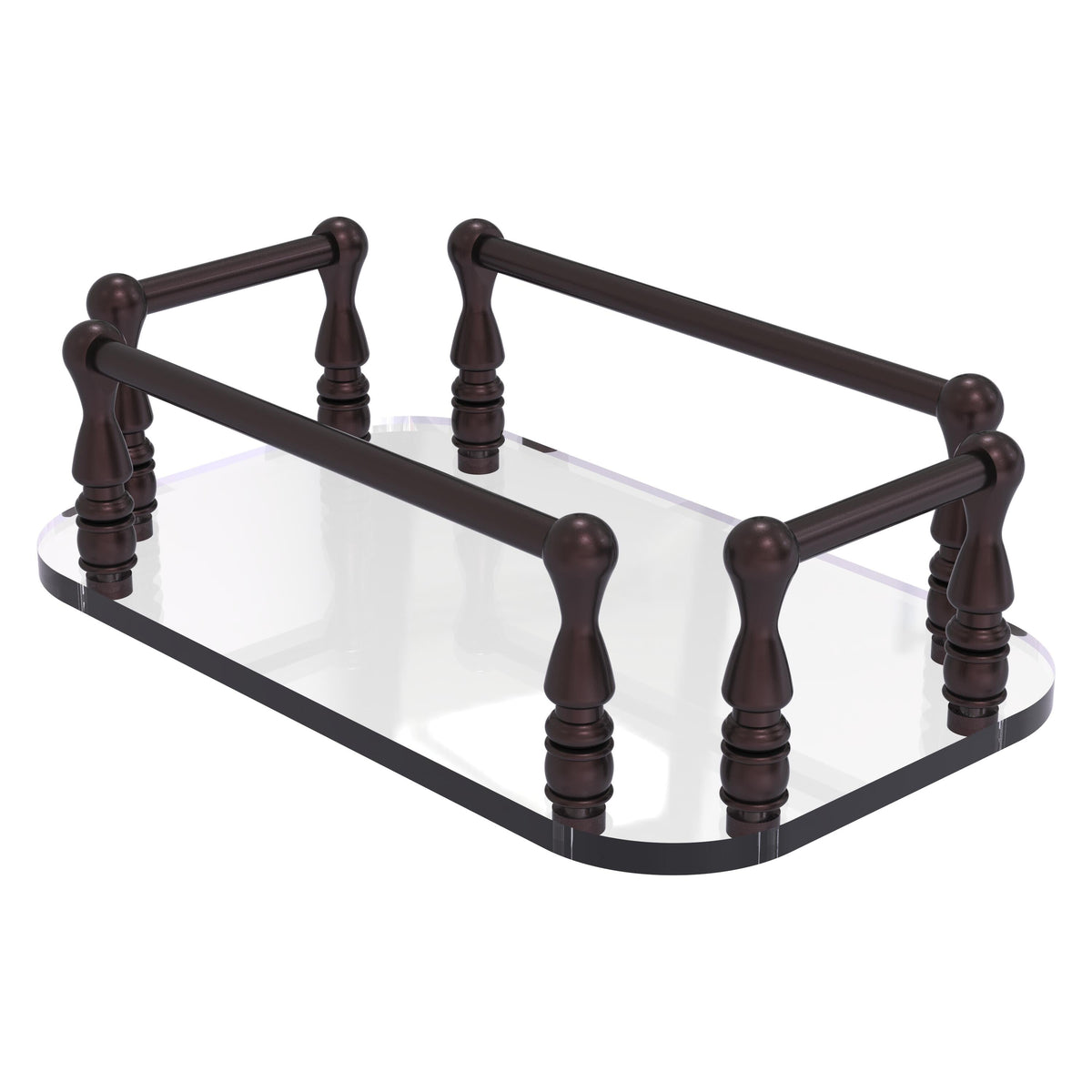Allied Brass Vanity Top Glass Guest Towel Tray in Satin Nickel