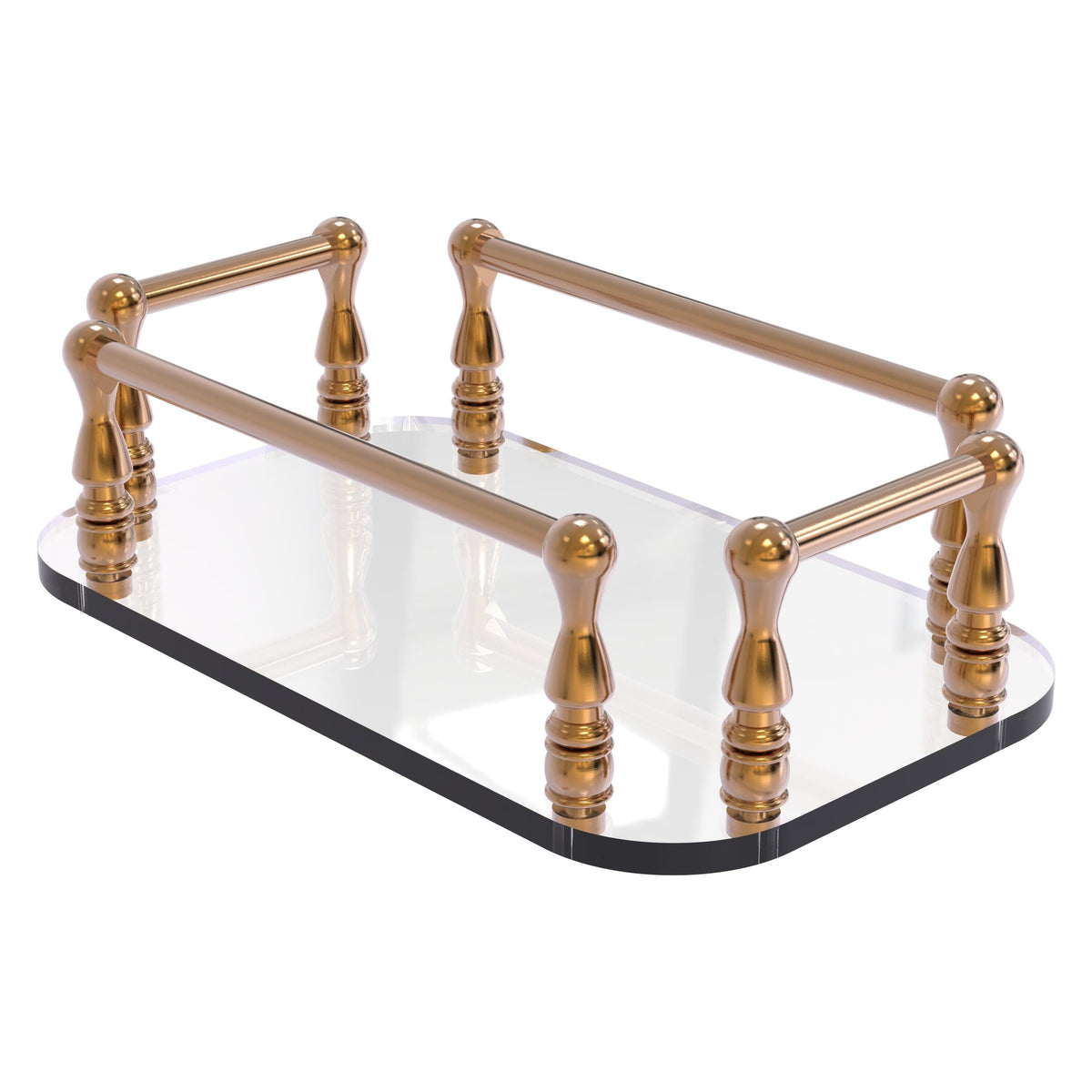 Allied Brass Vanity Top Glass Guest Towel Tray in Satin Nickel