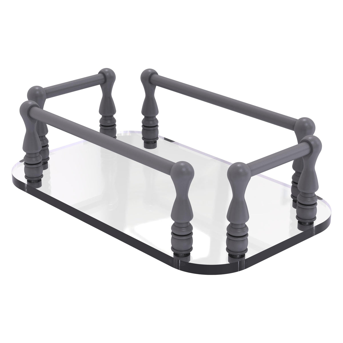 Allied Brass Vanity Top Glass Guest Towel Tray in Satin Nickel