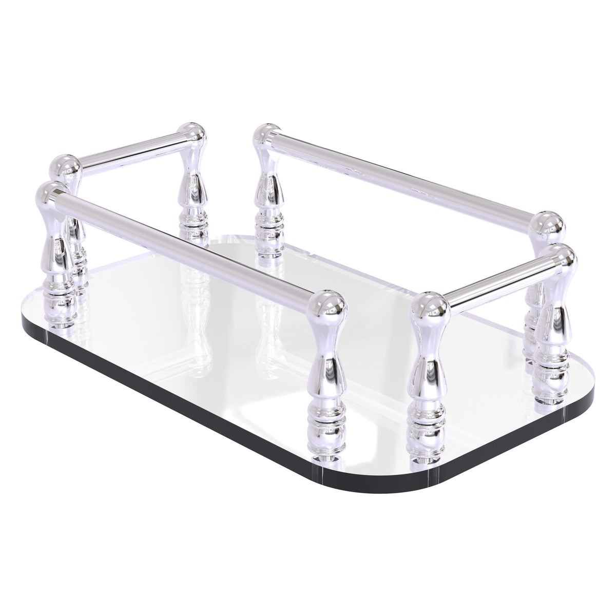 Allied Brass Vanity Top Glass Guest Towel Tray in Satin Nickel