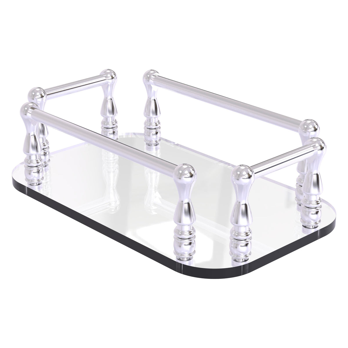 Allied Brass Vanity Top Glass Guest Towel Tray in Satin Nickel