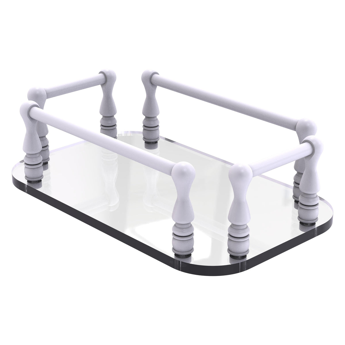 Allied Brass Vanity Top Glass Guest Towel Tray in Satin Nickel