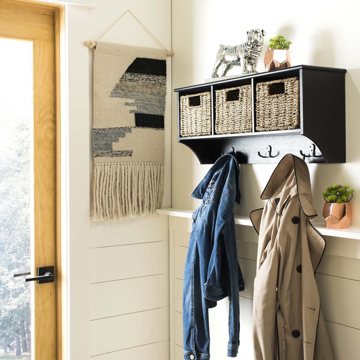 Safavieh Finley Hanging 3 Basket Wall Rack (Black) - 28" x 7.8" x 12"