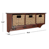 Safavieh Finley Hanging 3 Basket Wall Rack (Cherry, 28" x 7.8" x 12")
