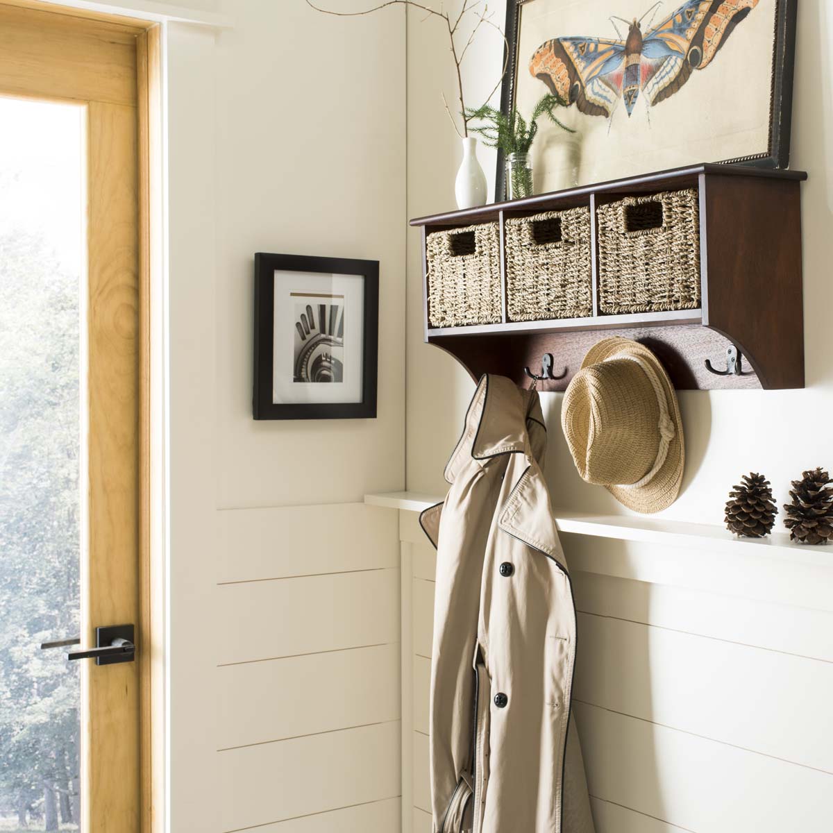 Safavieh Finley Hanging 3 Basket Wall Rack (Cherry, 28" x 7.8" x 12")