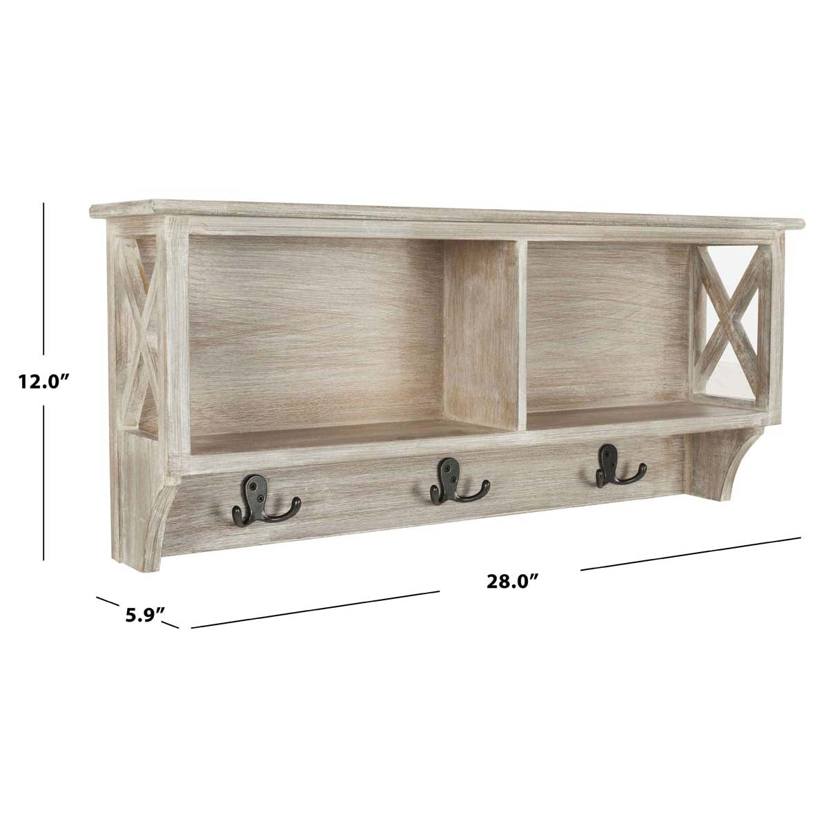 Safavieh Freya Hanging Storage Wall Rack (Gray) - 28 x 5.9 x 12 in