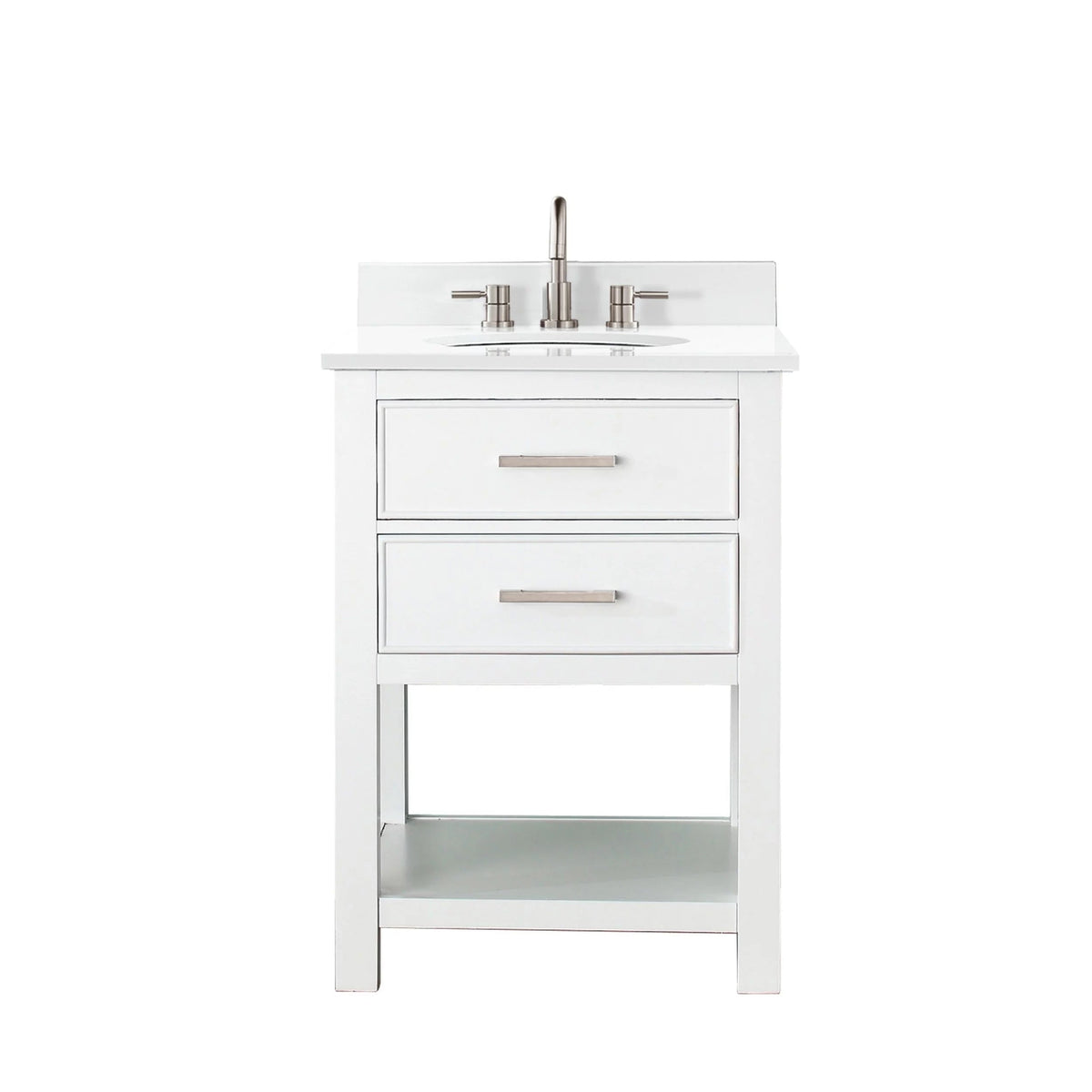 Hampton 25 in. White Single Vanity with Engineered Top
