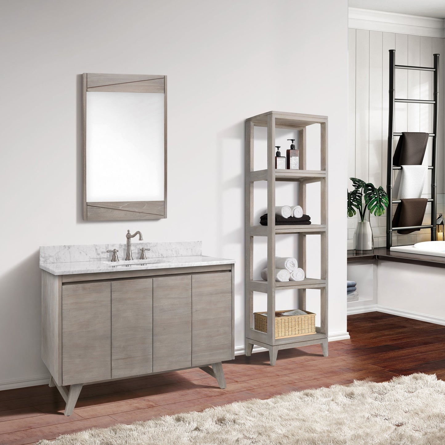 Avanity Teak 16"W x 13"D x 60"H Natural Linen Cabinet
