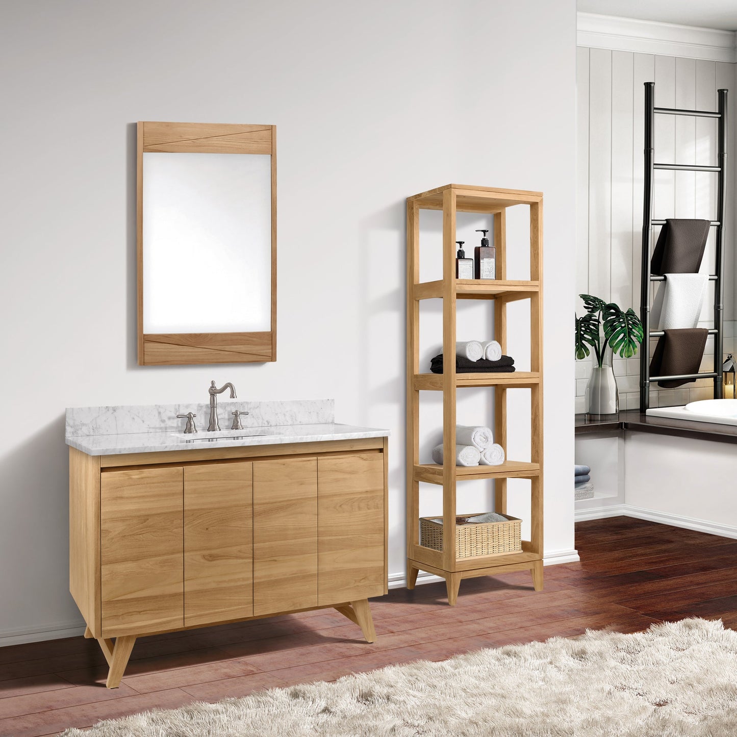 Avanity Teak 16"W x 13"D x 60"H Natural Linen Cabinet
