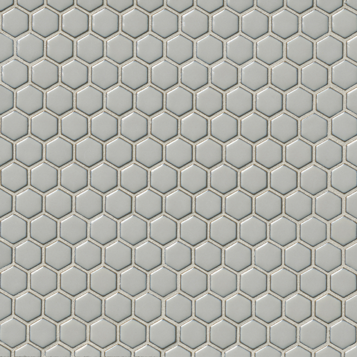 Hex Gloss Moss Porcelain Mosaic Wall and Floor Tile - 1 in.