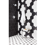 Hex Matte White with Black Flower Porcelain Mosaic Wall and Floor Tile