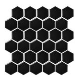 Hex Matte Black Porcelain Mosaic Wall and Floor Tile - 2 x 2 in.