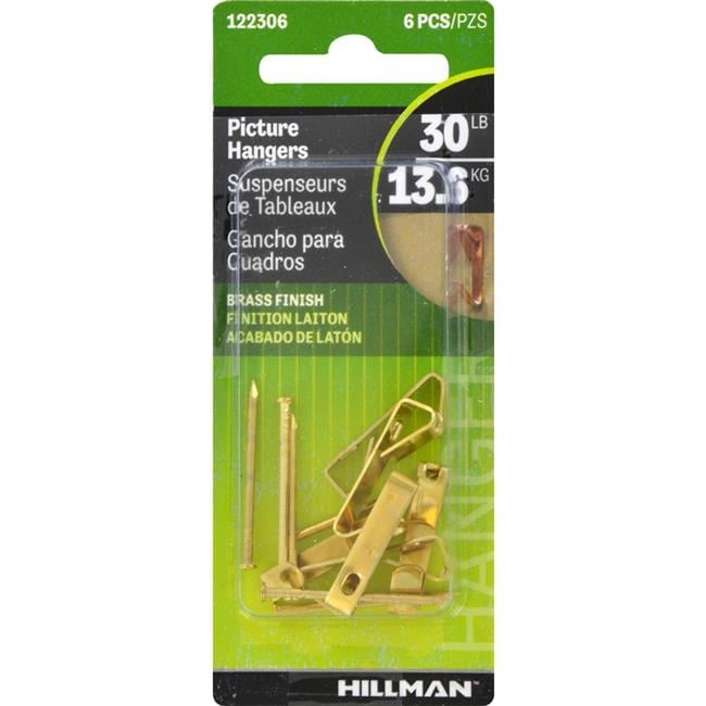 Hillman AnchorWire Brass-Plated Gold Conventional Picture Hanger, 30 lb, 6-Pack