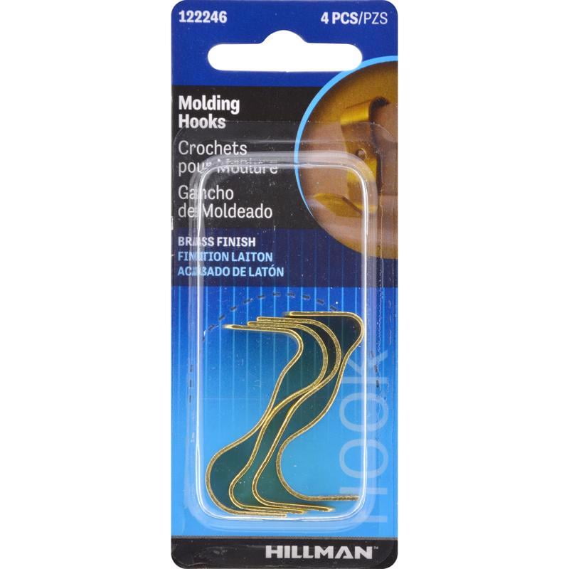 Hillman AnchorWire Brass-Plated Gold Wide Molding Hooks, 4-Pack